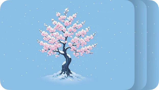 Snowy Sakura Wallet Set of 3 cards card design